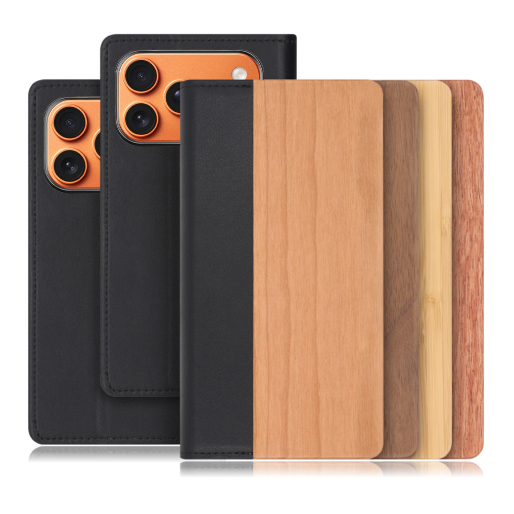 [ LOOF NATURE ] iPhone 17 Pro iPhone17 Pro アイフォン17 プロ スマホケース ケース カバー 手帳型ケース カード収納 マグネット付き 天然木 本革 ベルトなし [ iPhone 17 Pro 用 ]