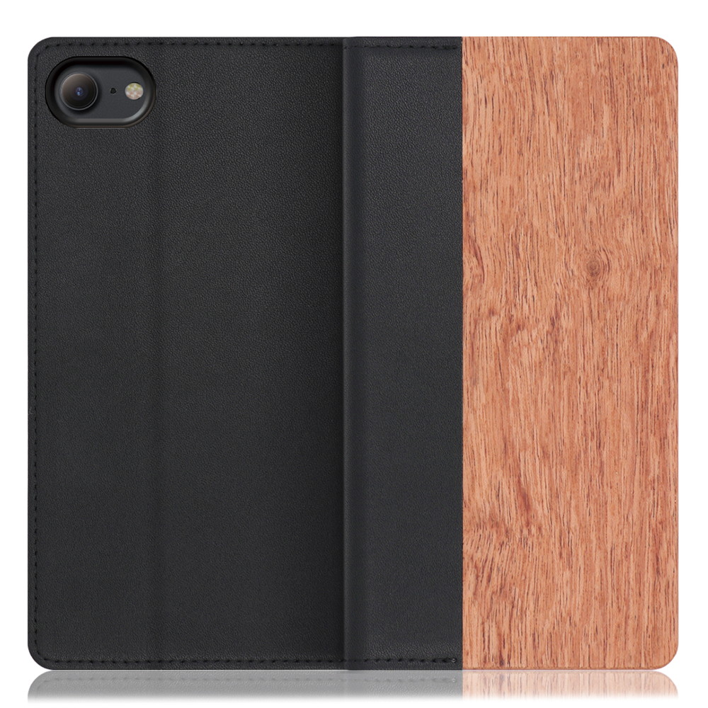 LOOF NATURE iPhone 7 / 8 / SE(第2/3世代) 用 [花梨] 天然木 本革 手帳型ケース カード収納付き ベルトなし