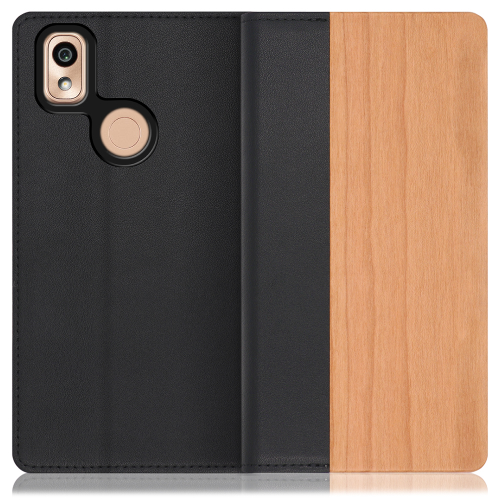 LOOF NATURE Series KYOCERA あんしんスマホ KY-51B [桜] 天然木 本革 手帳型ケース カード収納付き ベルトなし