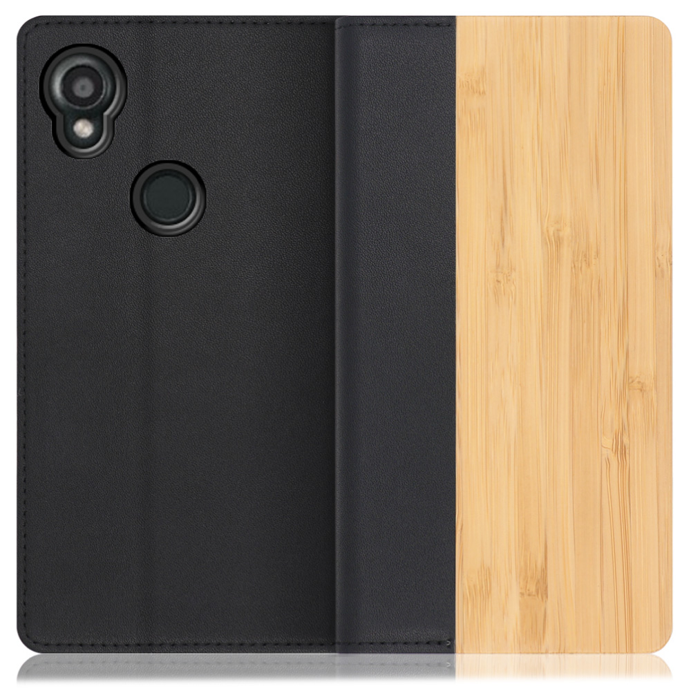 [ LOOF NATURE ] KYOCERA DIGNO SX3 KYG02 dignosx3 ディグノ 京セラ KYOCERA スマホケース ケース カバー 手帳型ケース カード収納 マグネット付き 天然木 本革 ベルトなし [ DIGNO SX3 KYG02 / 竹 ]