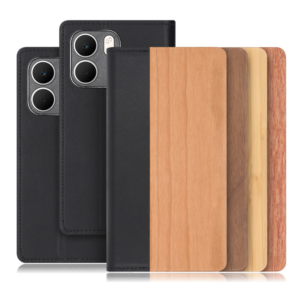 [ LOOF NATURE ] OPPO A5x オッポ スマホケース ケース カバー 手帳型ケース カード収納 マグネット付き 天然木 本革 ベルトなし [ OPPO A5x 用 ]