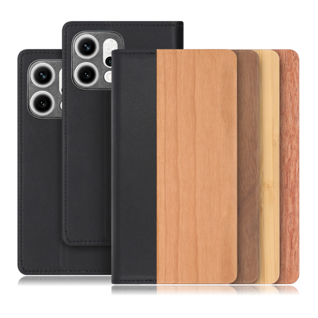 [ LOOF NATURE ] OPPO Reno14 5G  スマホケース ケース カバー 手帳型ケース カード収納 マグネット付き 天然木 本革 ベルトなし [ OPPO Reno14 5G ]