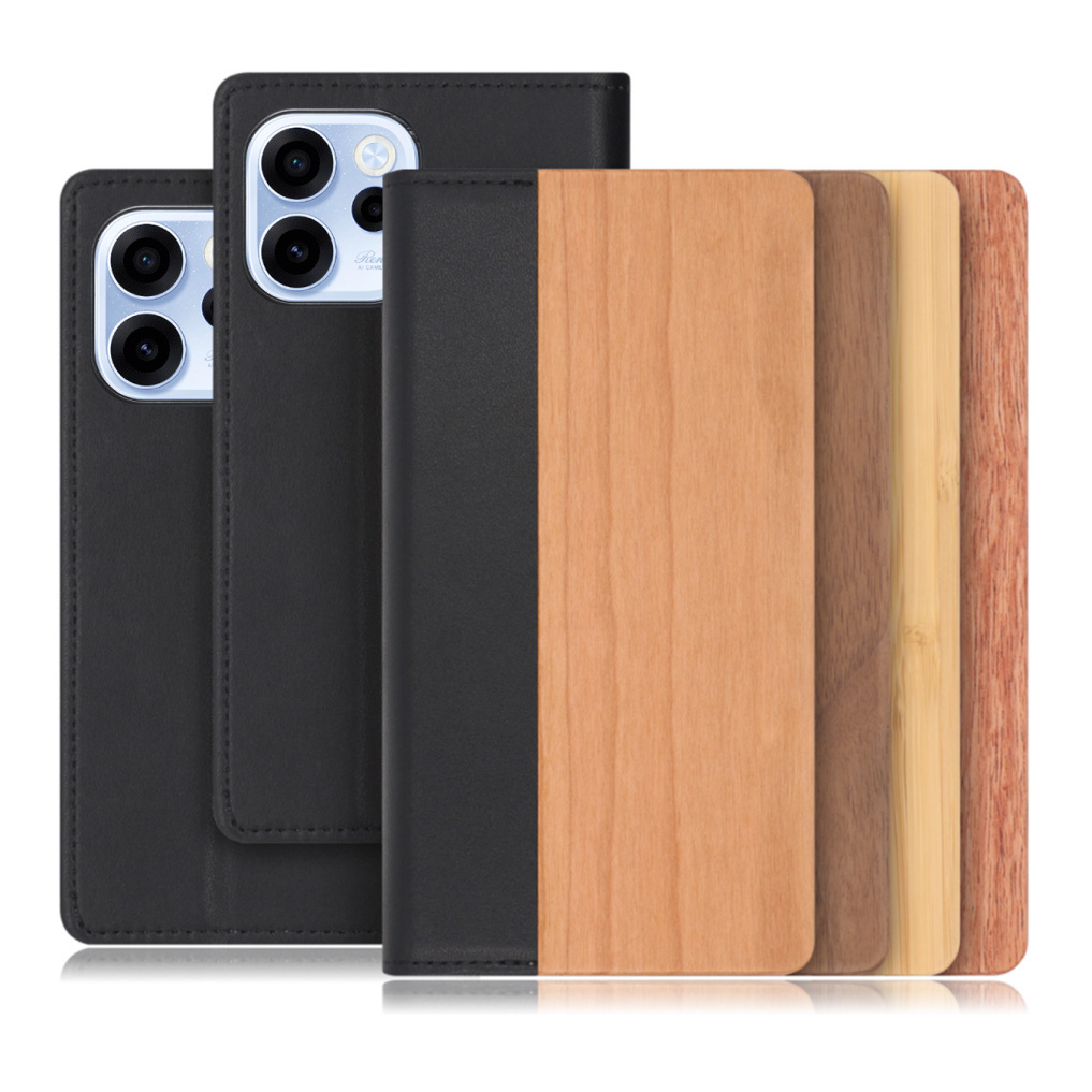 [ LOOF NATURE ] OPPO Reno15 A CPH2801 A601OP スマホケース ケース カバー 手帳型ケース カード収納 マグネット付き 天然木 本革 ベルトなし [ OPPO Reno15 A ]
