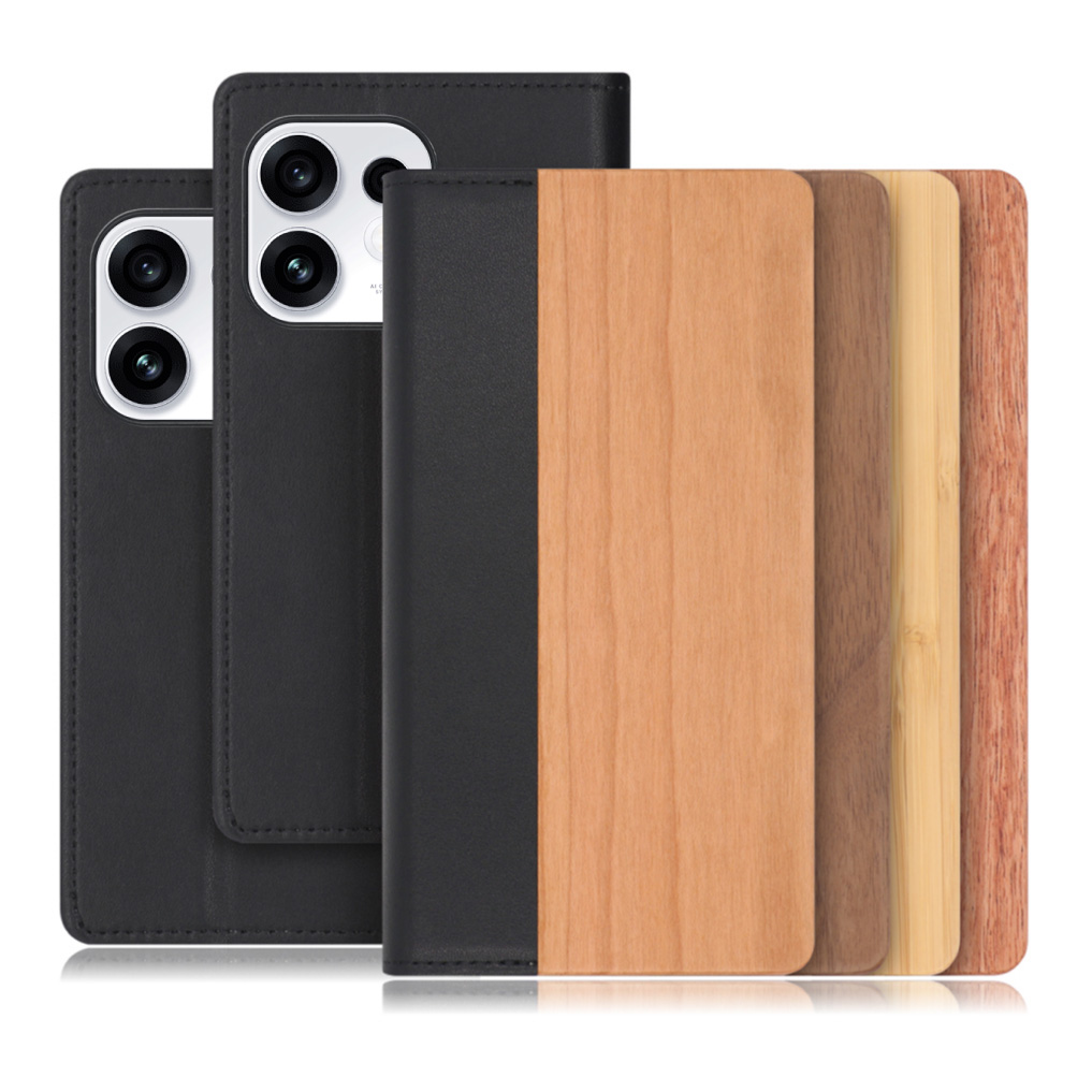 [ LOOF NATURE ] OPPO Reno16 5G CPH2865 スマホケース ケース カバー 手帳型ケース カード収納 マグネット付き 天然木 本革 ベルトなし [ OPPO Reno16 5G ]