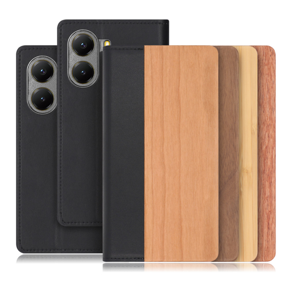 [ LOOF NATURE ] POCO X7 Pro Xiaomi スマホケース ケース カバー 手帳型ケース カード収納 マグネット付き 天然木 本革 ベルトなし [ POCO X7 Pro ]