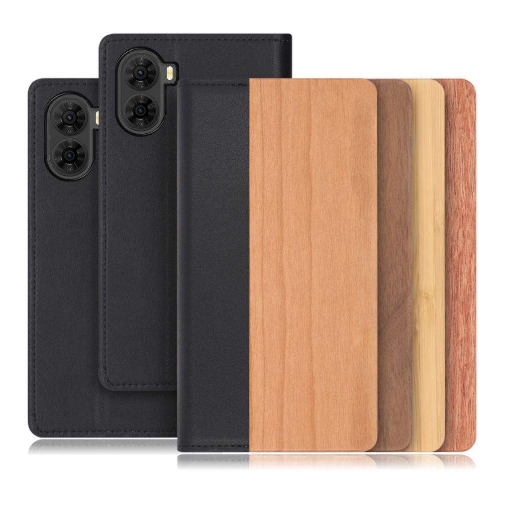 [ LOOF NATURE ] nubia S2 A504ZT スマホケース ケース カバー 手帳型ケース カード収納 マグネット付き 天然木 本革 ベルトなし [ nubia S2 ]