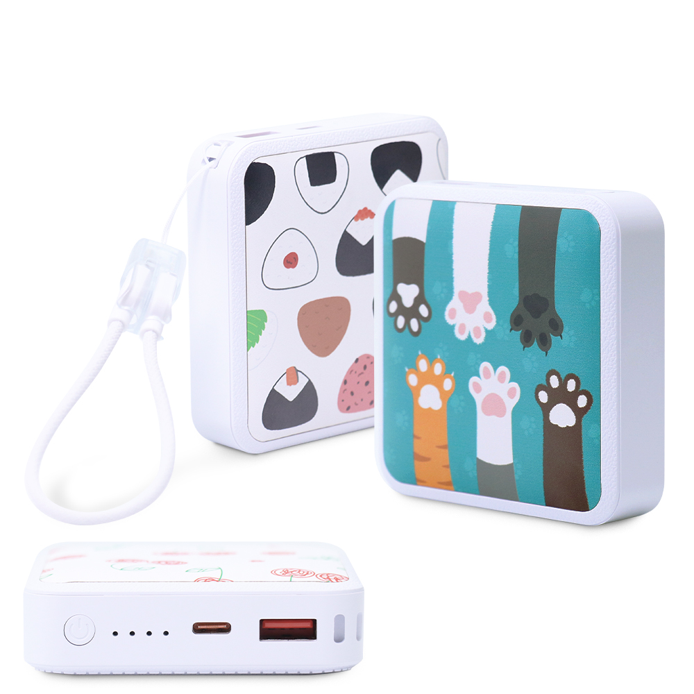 LOOF Mobile-Power [BLOCK] 10000mAh 2.1A モバイルバッテリー モバイル充電 軽量 小型 大容量 コンパクト Type-C USB-C タイプC USBポート 急速充電 PD対応 20W ケーブル内蔵 ケーブル 残量表示 かわいい Type-C タイプC