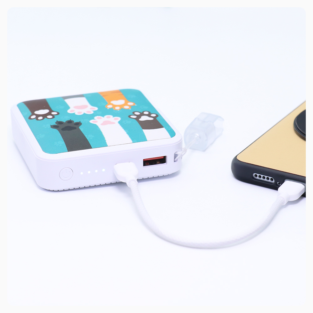 LOOF Mobile-Power [BLOCK] 10000mAh 2.1A モバイルバッテリー モバイル充電 軽量 小型 大容量 コンパクト Type-C USB-C タイプC USBポート 急速充電 PD対応 20W ケーブル内蔵 ケーブル 残量表示 かわいい Type-C タイプC