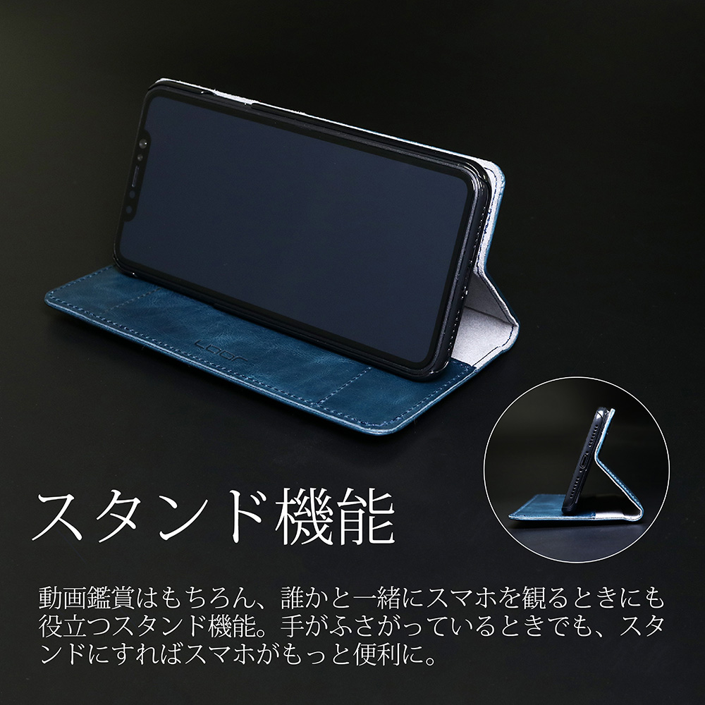 LOOF Simplle Series AQUOS sense7 / SHG10 / SH-53C アクオス 用 [テールグリーン]本革 マグネット不使アクオス 用 手帳型ケース カード収納 幅広ポケット ベルトなし