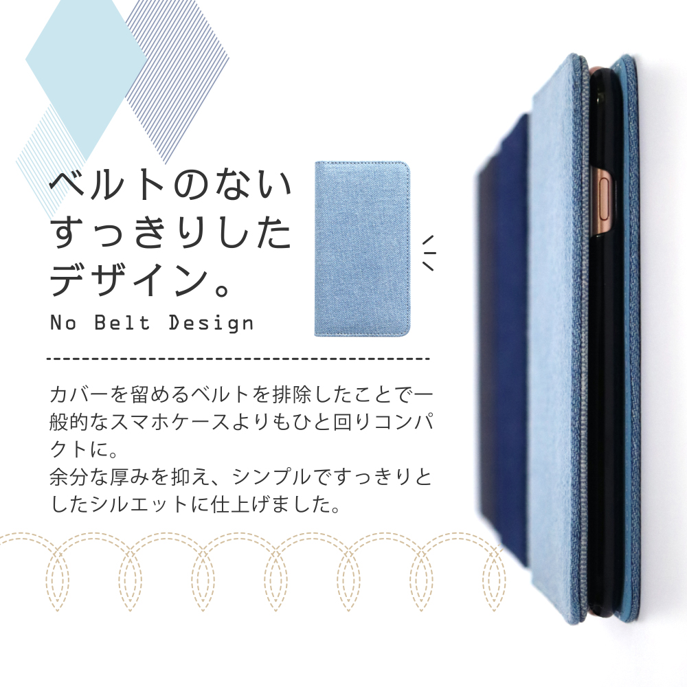 LOOF Denim AQUOS sense3 plus / sense3 plus サウンド / SHV46 用 [ライトブルー] デニム 手帳型ケース カード収納付き ベルトなし