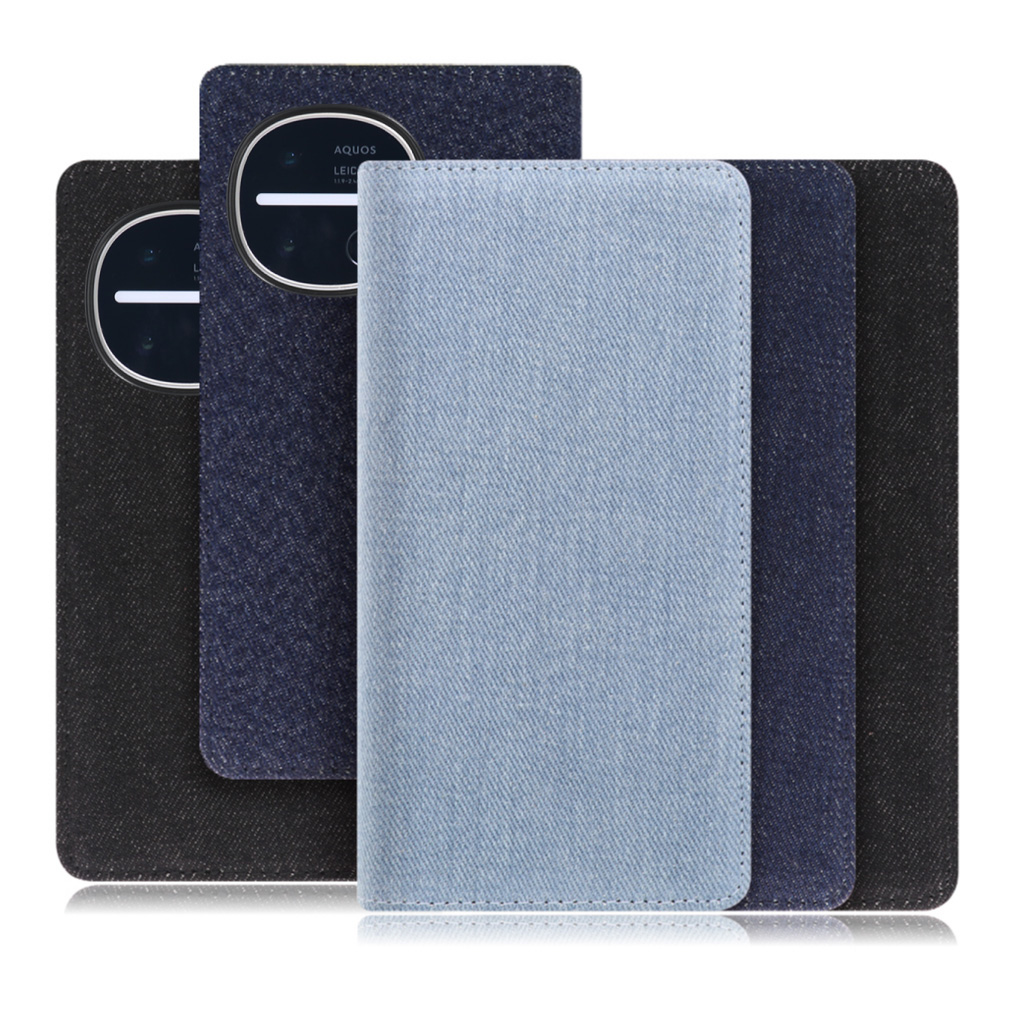 [ LOOF DENIM ] AQUOS R11 SH-51G SH-M35 スマホケース ケース カバー 手帳型ケース カード収納 マグネット付き デニム ベルトなし [ AQUOS R11 ]