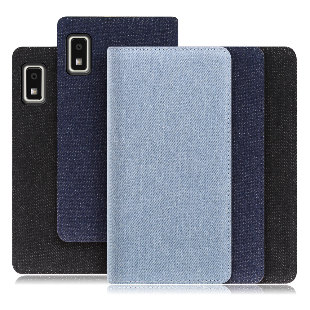 [ LOOF DENIM ] AQUOS wish3 SH-53D / A303SH / A302SH  スマホケース ケース カバー 手帳型ケース カード収納 マグネット付き デニム ベルトなし [ AQUOS wish3 ]