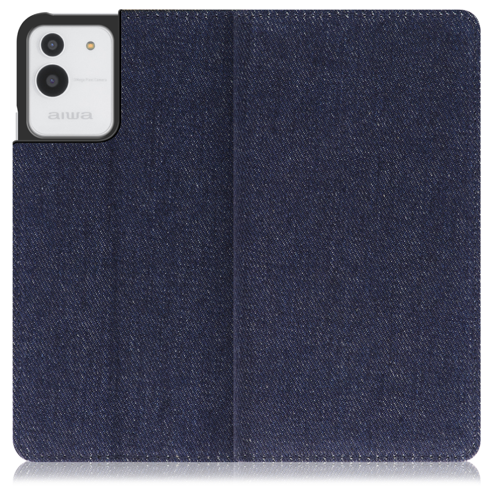 [ LOOF DENIM ] aiwa phone B-2 JA3-SMP0602-D / JA2-SMP0601 アイワ スマホ スマートフォン スマホケース ケース カバー 手帳型ケース カード収納 マグネット付き デニム ベルトなし [ aiwa phone B-2 / JA2-SMP0601 / ブルー ]