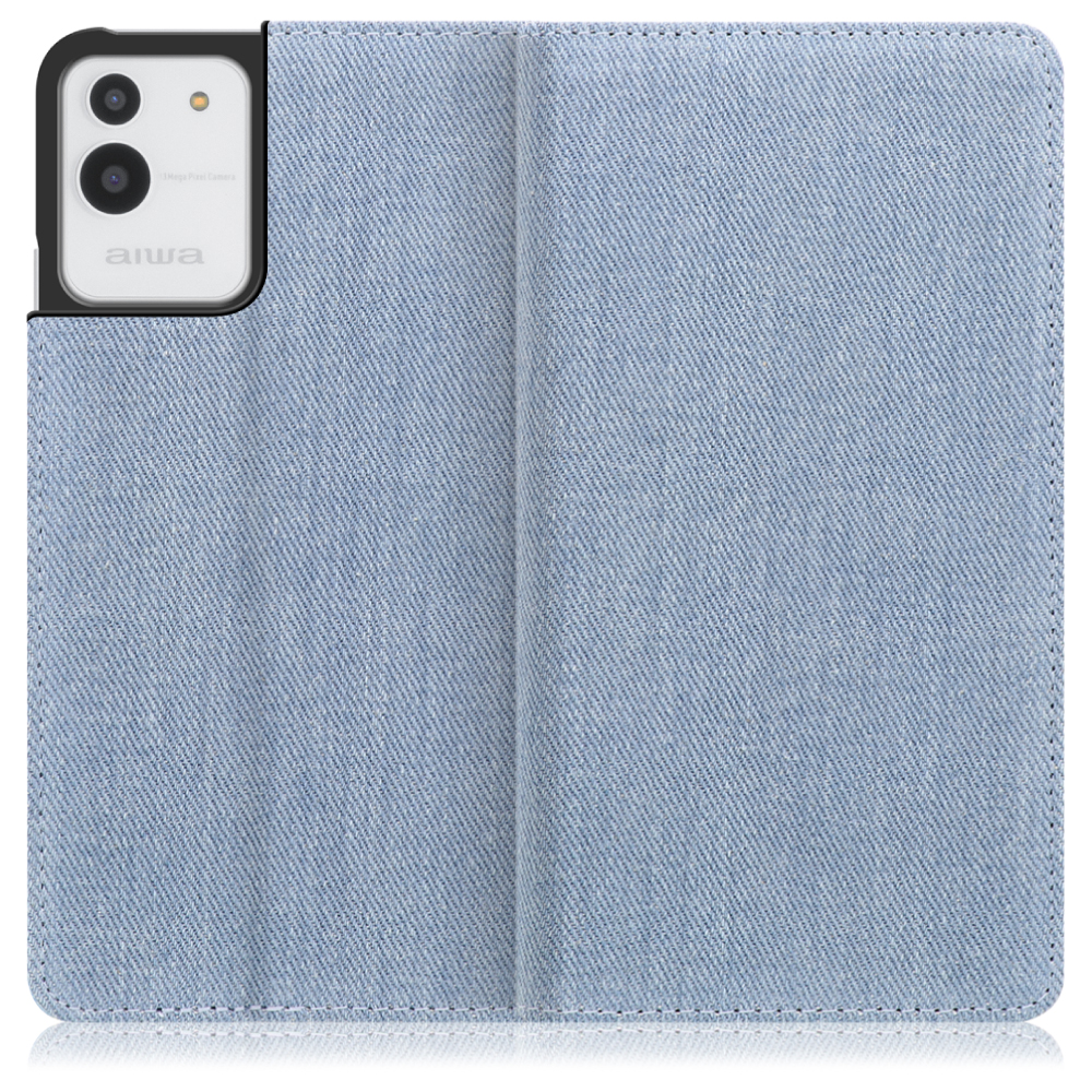 [ LOOF DENIM ] aiwa phone B-2 JA3-SMP0602-D / JA2-SMP0601 アイワ スマホ スマートフォン スマホケース ケース カバー 手帳型ケース カード収納 マグネット付き デニム ベルトなし [ aiwa phone B-2 / JA2-SMP0601 / ライトブルー ]