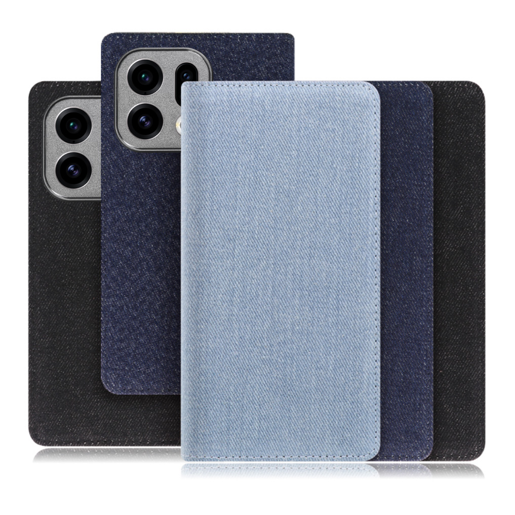 [ LOOF DENIM ] OPPO Find X9 OPG07 CPH2797 スマホケース ケース カバー 手帳型ケース カード収納 マグネット付き デニム ベルトなし [ OPPO Find X9 ]