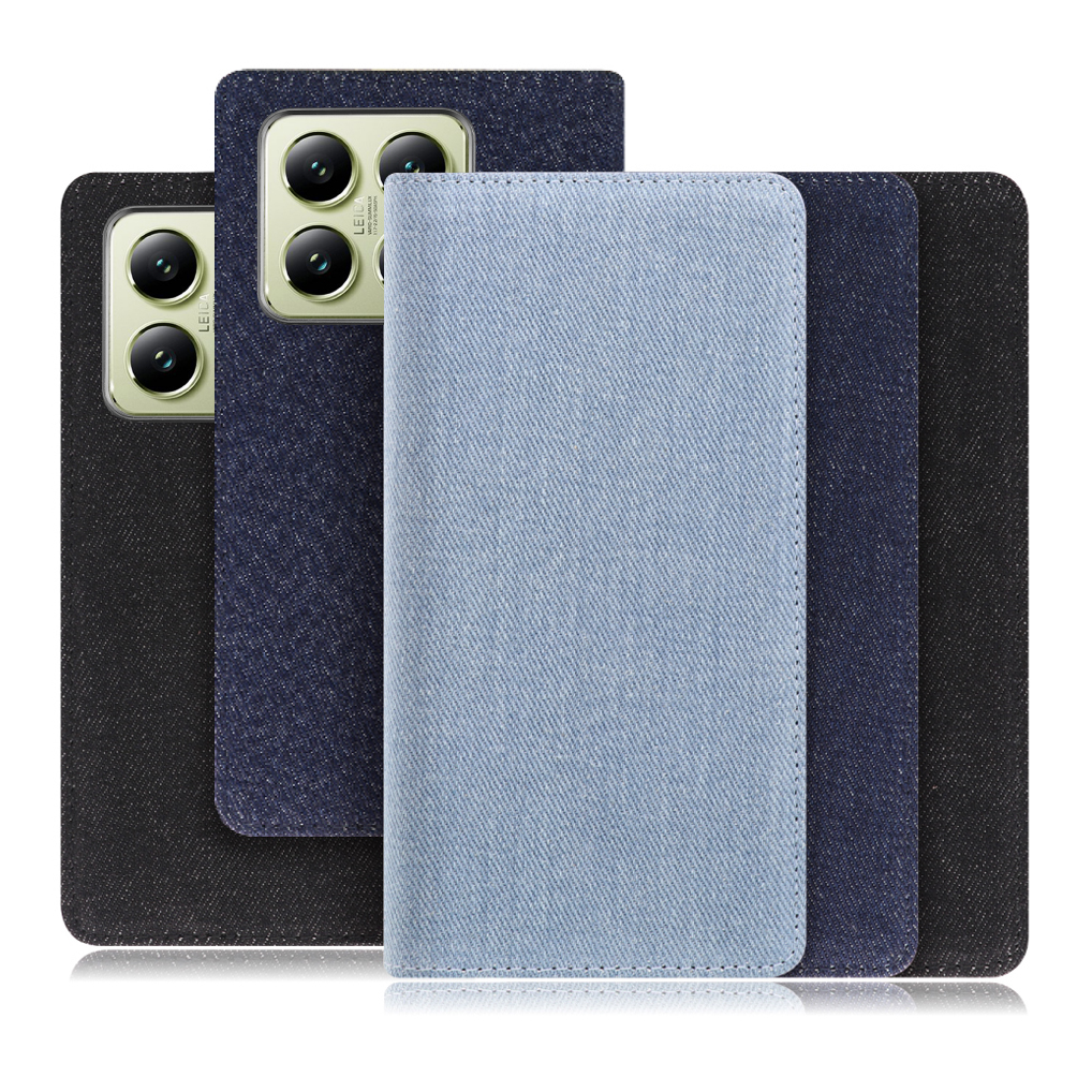 [ LOOF DENIM ] Xiaomi 14T XIG06 スマホケース ケース カバー 手帳型ケース カード収納 マグネット付き デニム ベルトなし [ Xiaomi 14T ]