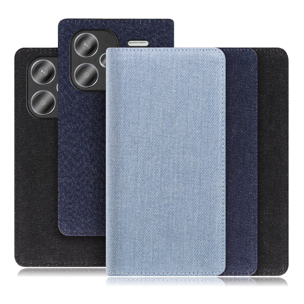 [ LOOF DENIM ] Xiaomi Redmi Note 13 Pro+ 5G  スマホケース ケース カバー 手帳型ケース カード収納 マグネット付き デニム ベルトなし [ Redmi Note 13 Pro+ 5G ]