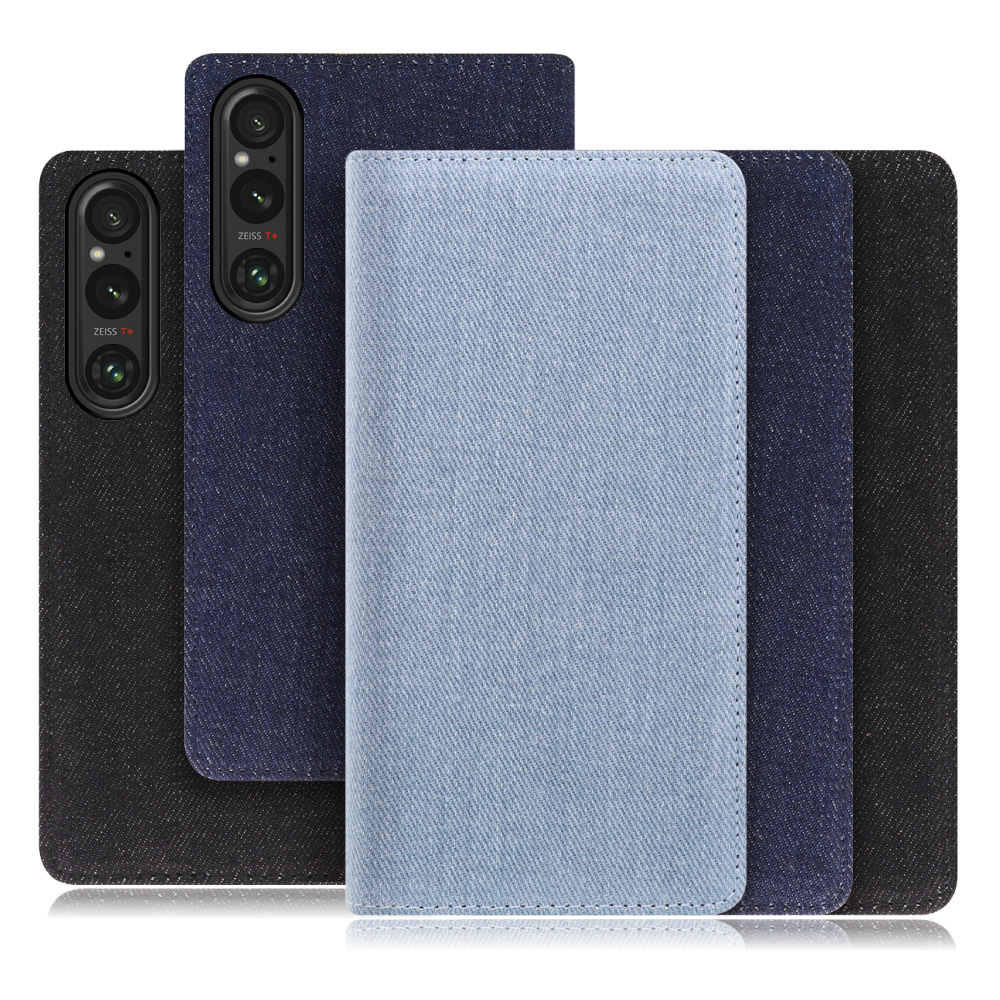 [ LOOF DENIM ] Xperia 1 V 1V xperia1V スマホケース ケース カバー 手帳型ケース カード収納 マグネット付き デニム ベルトなし [ Xperia 1 V ]