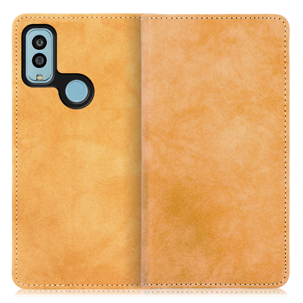 [ LOOF VINTAGE ] Android One S10 / S10-KC androidones10 androidone スマホケース ケース カバー 手帳型ケース カード収納 マグネット付き ベルトなし [ Android One S10 / キャメル ]