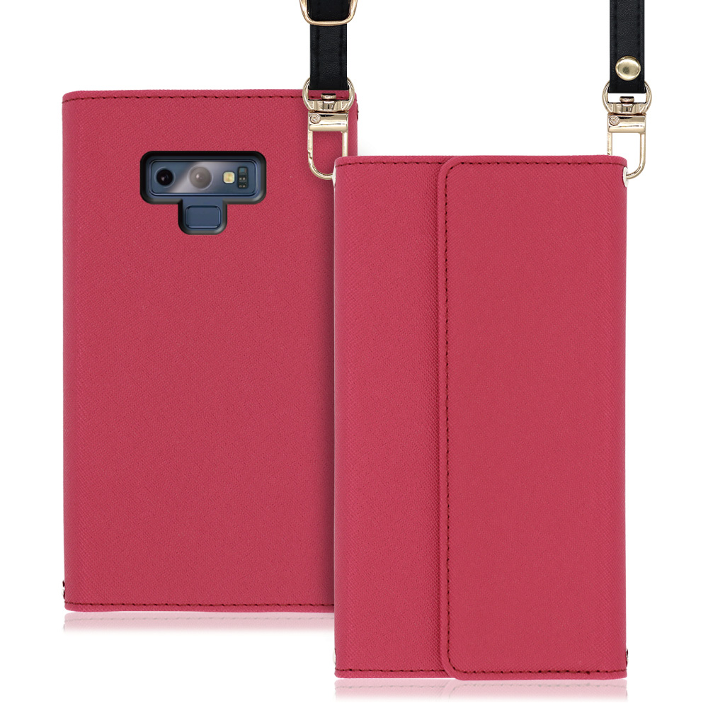 LOOF Strap Galaxy Note9 / SC-01L / SCV40 用 [ダスティローズ] 両手が使える ネックストラップ ショルダー ロングストラップ付きケース カード収納 幅広ポケット