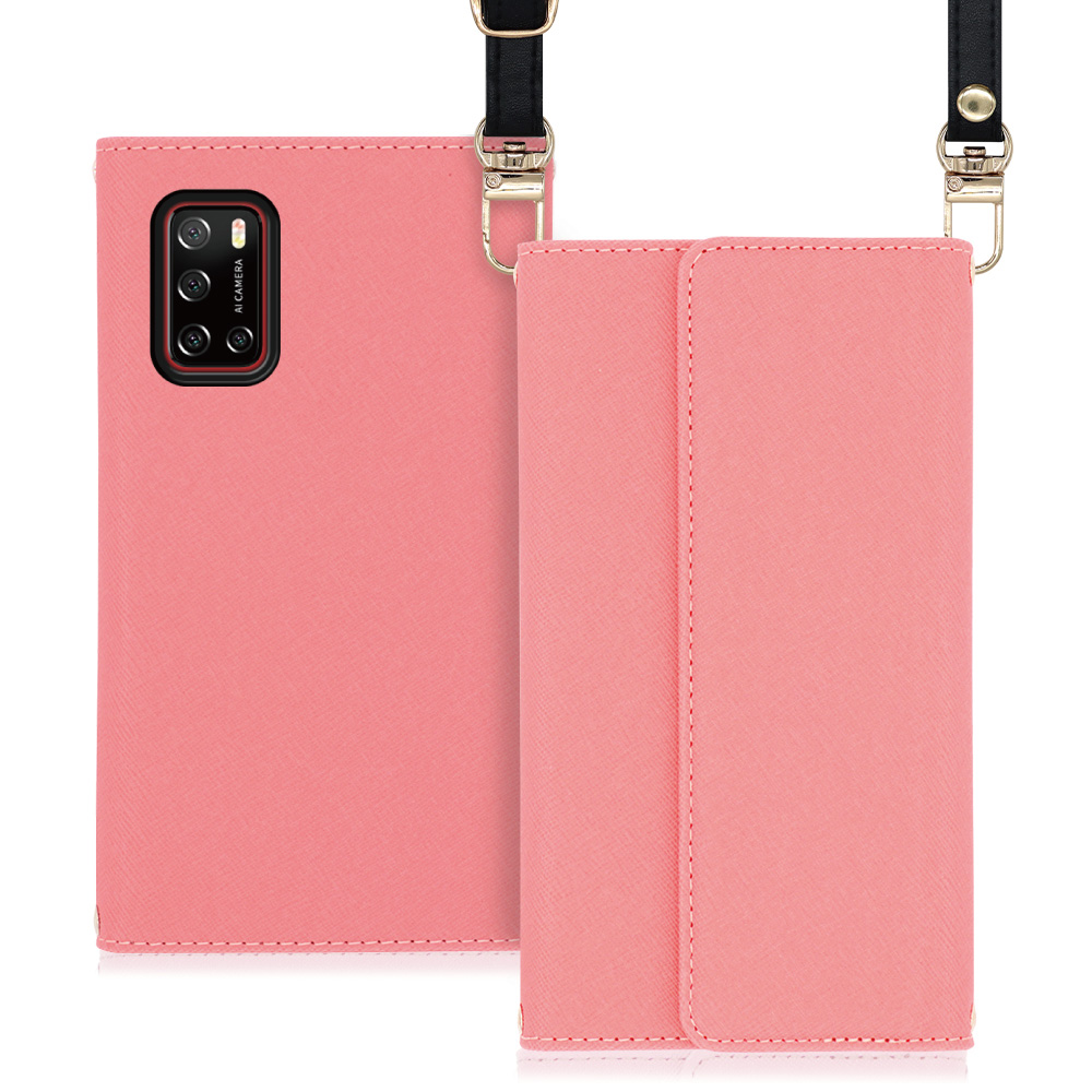 LOOF Strap Rakuten BIG s 用 [ピンク] 両手が使える ネックストラップ ショルダー ロングストラップ付きケース カード収納 幅広ポケット