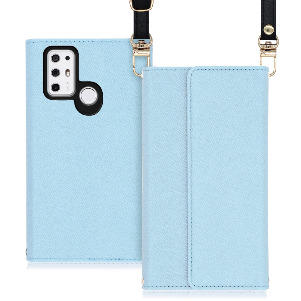 LOOF Strap TONE e21 用 [ブルー] 両手が使える ネックストラップ ショルダー ロングストラップ付きケース カード収納 幅広ポケット