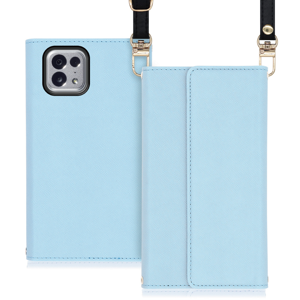 LOOF Strap TONE e22 用 [ブルー] 両手が使える ネックストラップ ショルダー ロングストラップ付きケース カード収納 幅広ポケット