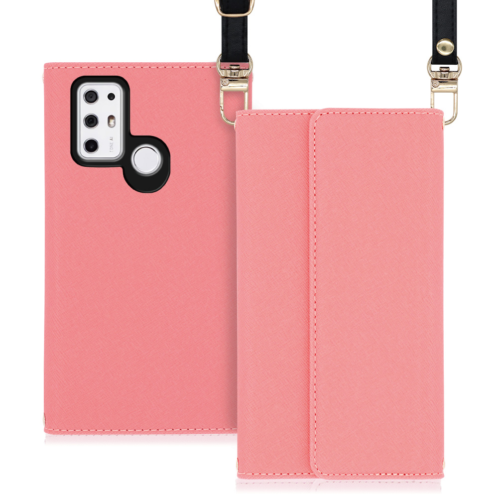 LOOF Strap TONE e21 用 [ピンク] 両手が使える ネックストラップ ショルダー ロングストラップ付きケース カード収納 幅広ポケット