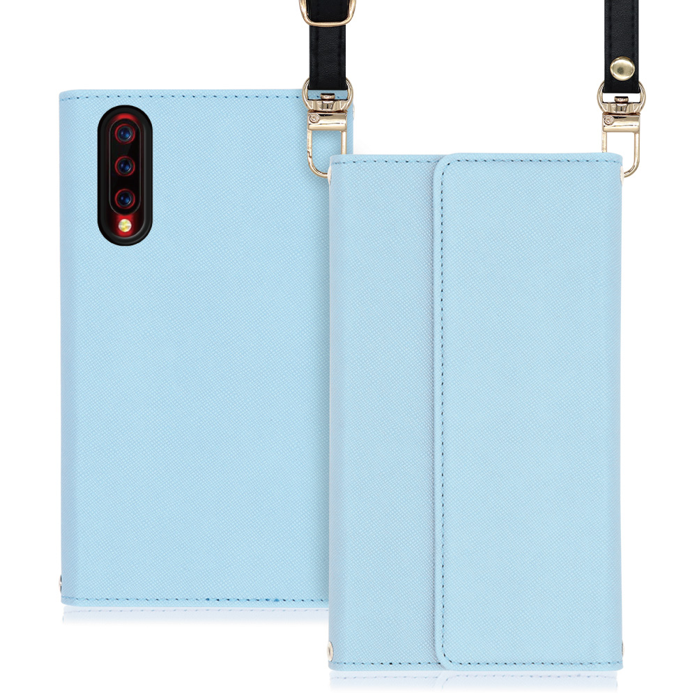 LOOF Strap UMIDIGI X 用 [ブルー] 両手が使える ネックストラップ ショルダー ロングストラップ付きケース カード収納 幅広ポケット