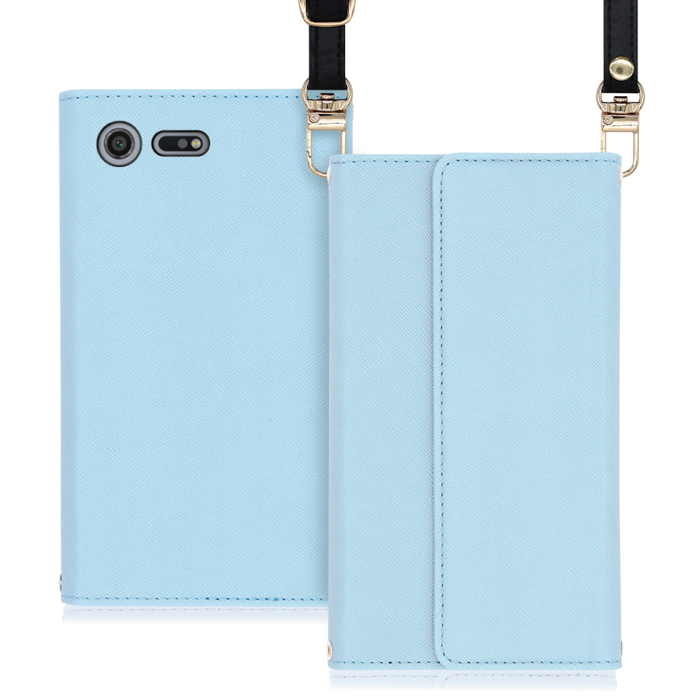 LOOF Strap Xperia XZ Premium / SO-04J 用 [ブルー] 両手が使える ネックストラップ ショルダー ロングストラップ付きケース カード収納 幅広ポケット