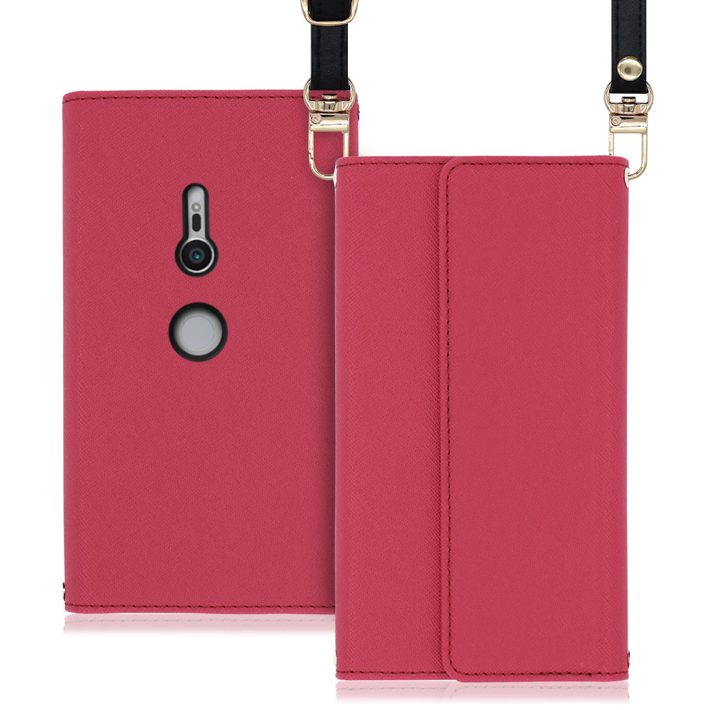 LOOF Strap Xperia XZ2 / SO-03K / SOV37 用 [ダスティローズ] 両手が使える ネックストラップ ショルダー ロングストラップ付きケース カード収納 幅広ポケット
