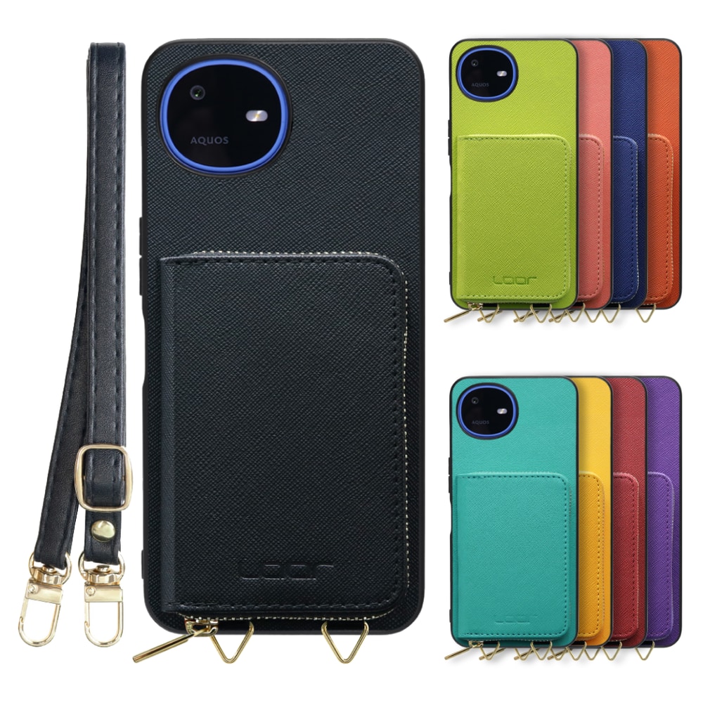 [ LOOF CASUAL-SHELL POUCH ] AQUOS wish6 SH-M36 ケース ショルダー スマホショルダー 背面 収納 ポーチ付き カバー スマホケース ストラップ レザー [ AQUOS wish6 ]