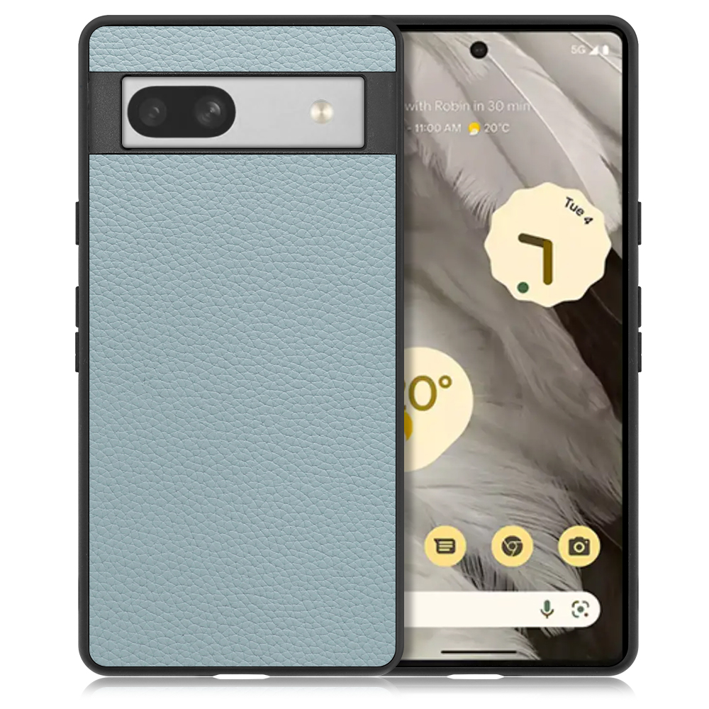 [ LOOF LUXURY-SHELL ] Google Pixel 7a googlepixel7a pixel7a スマホケース 背面 ケース カバー ハードケース 本革 ストラップホール [ Google Pixel 7a / スカイブルー ]