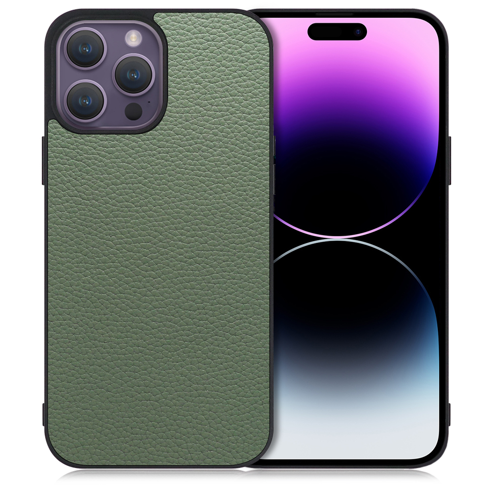 LOOF LUXURY-SHELL Series iPhone 14 Pro Max 用 [ダルグリーン] 薄い 軽量 背面 本革 ケース カバー シンプル スマホケース スマホカバー