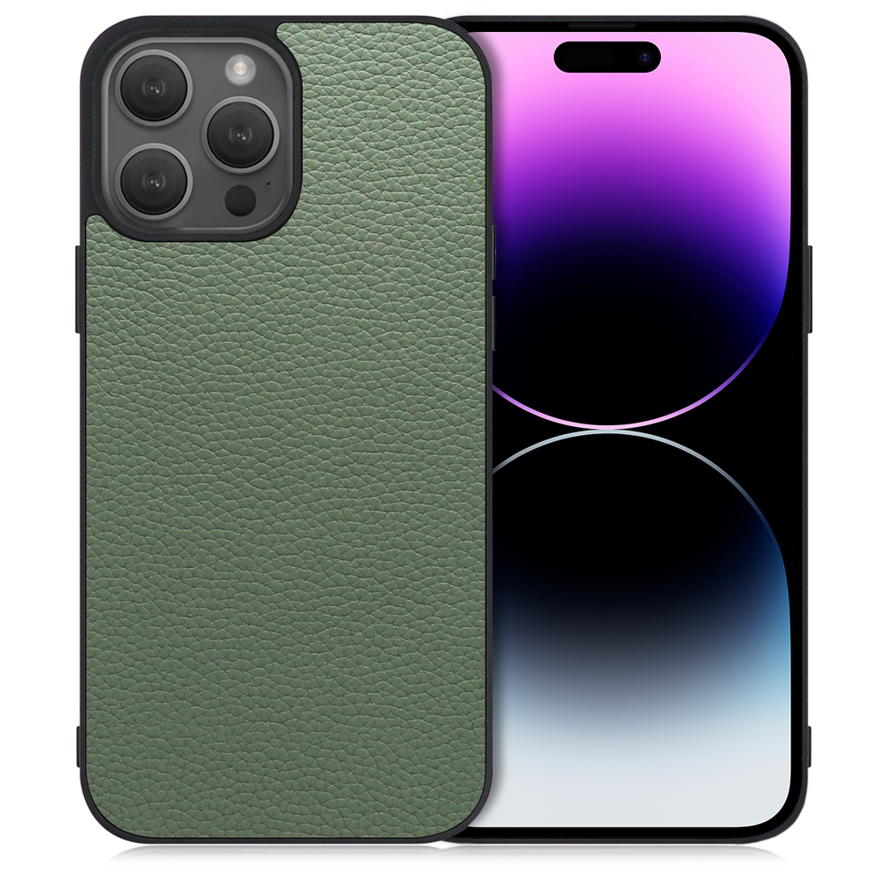 LOOF LUXURY-SHELL Series iPhone 14 Pro 用 [ダルグリーン] 薄い 軽量 背面 本革 ケース カバー シンプル スマホケース スマホカバー