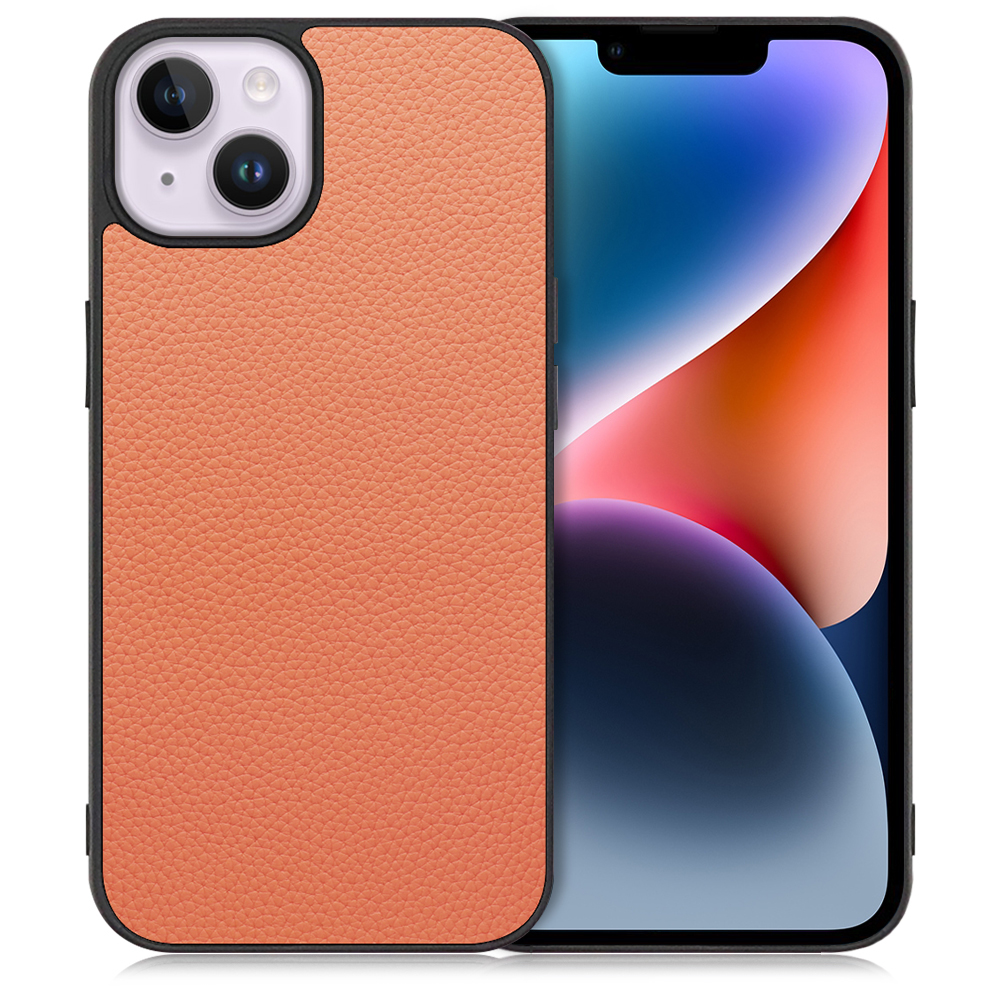 LOOF LUXURY-SHELL Series iPhone 14 Plus 用 [フラミンゴ] 薄い 軽量 背面 本革 ケース カバー シンプル スマホケース スマホカバー