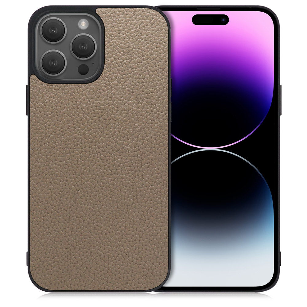 LOOF LUXURY-SHELL Series iPhone 14 Pro 用 [グレージュ] 薄い 軽量 背面 本革 ケース カバー シンプル スマホケース スマホカバー
