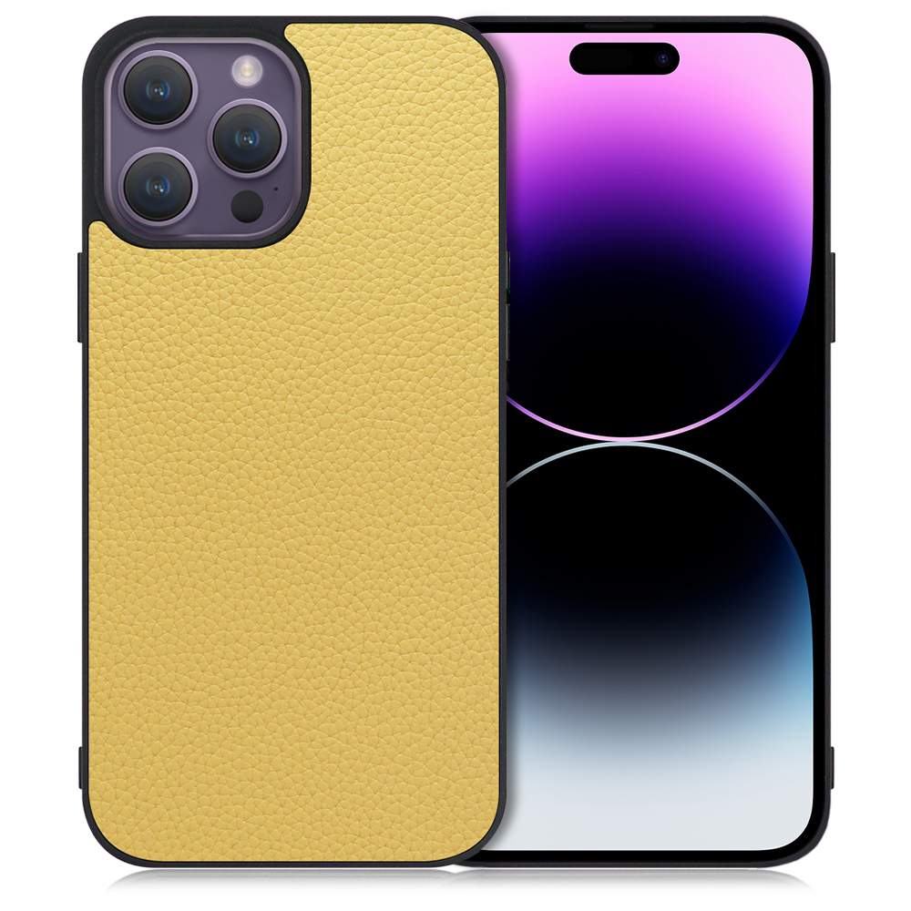 LOOF LUXURY-SHELL Series iPhone 14 Pro Max 用 [ジャスミンイエロー] 薄い 軽量 背面 本革 ケース カバー シンプル スマホケース スマホカバー
