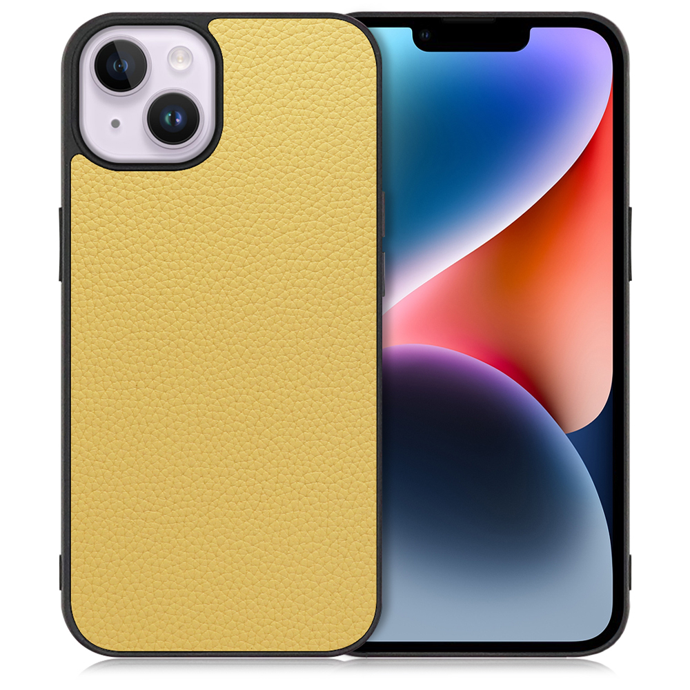 LOOF LUXURY-SHELL Series iPhone 14 Plus 用 [ジャスミンイエロー] 薄い 軽量 背面 本革 ケース カバー シンプル スマホケース スマホカバー