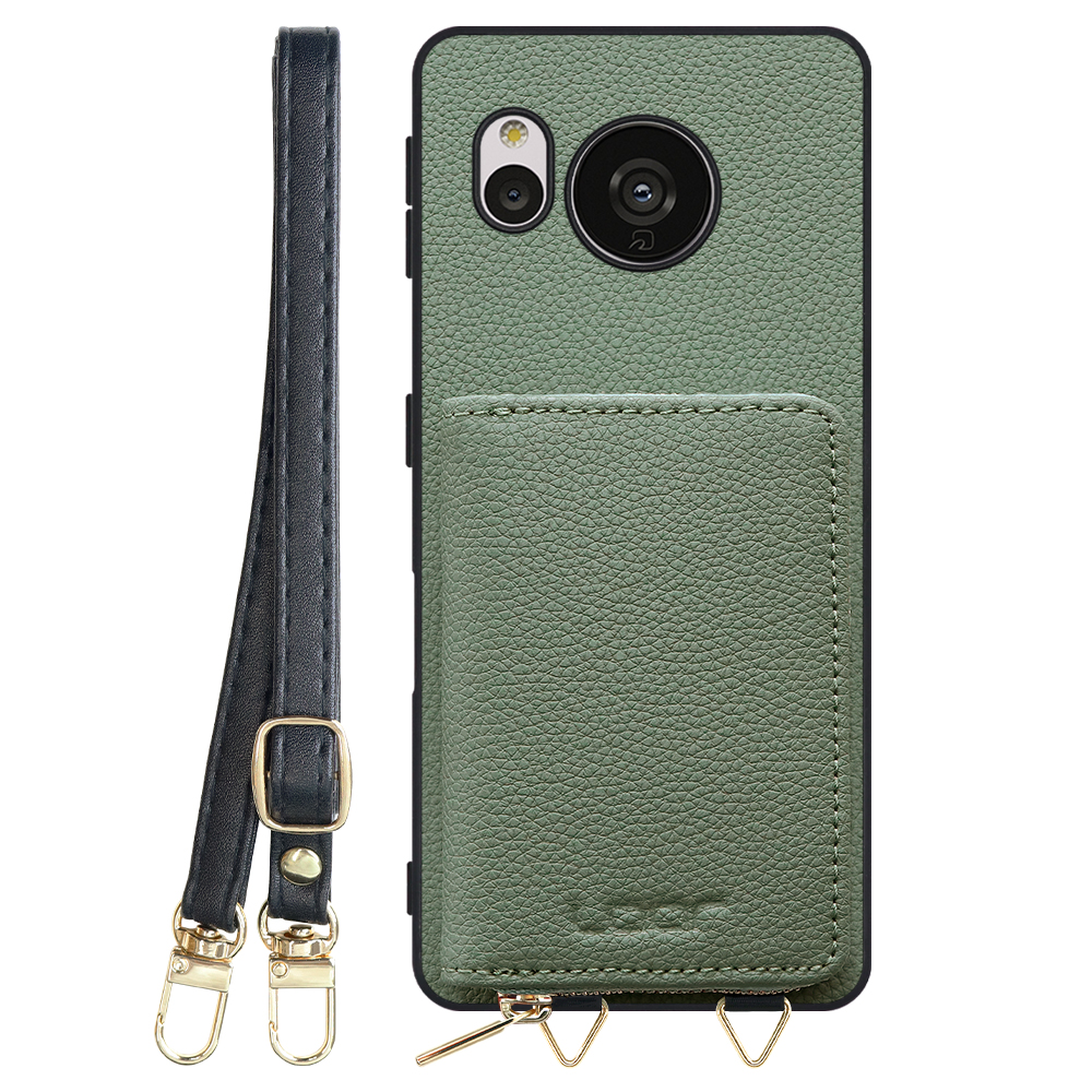 LooCo Official Shop LOOF LUXURY-SHELL POUCH AQUOS sense7 Plus  sense7plus 7plus sense ケース ショルダー スマホショルダー 背面 収納 ポーチ付き カバー スマホケース ストラップ 本革  AQUOS sense7 Plus