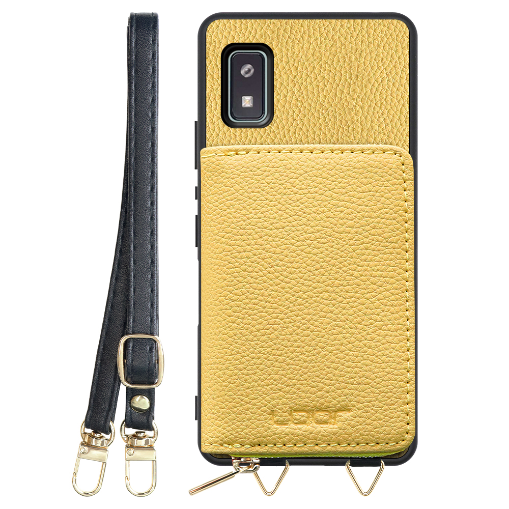 LooCo Official Shop / [ LOOF LUXURY-SHELL POUCH ] AQUOS wish2 / AQUOS wish  ケース ショルダー スマホショルダー 背面 収納 ポーチ付き カバー スマホケース ストラップ 本革 [ AQUOS wish/wish2 ]