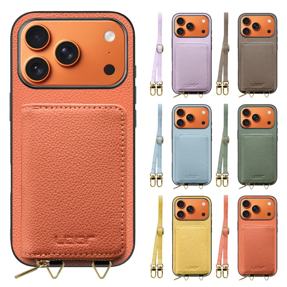 [ LOOF LUXURY-SHELL POUCH ] iPhone 17 Pro iPhone17 Pro アイフォン17 プロ ケース ショルダー スマホショルダー 背面 収納 ポーチ付き カバー スマホケース ストラップ 本革 [ iPhone 17 Pro 用 ]