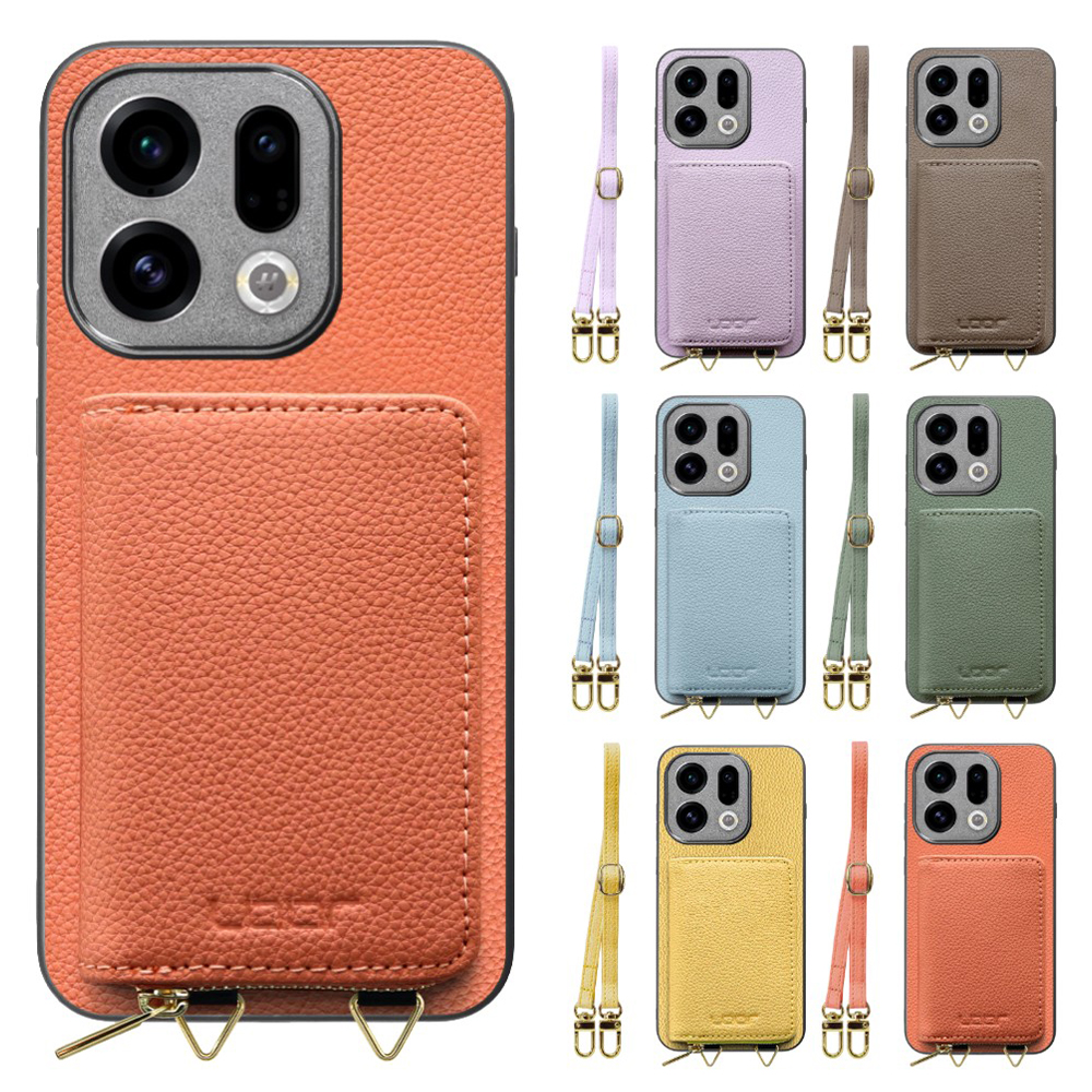 [ LOOF LUXURY-SHELL POUCH ] OPPO Find X9 OPG07 CPH2797 ケース ショルダー スマホショルダー 背面 収納 ポーチ付き カバー スマホケース ストラップ 本革 [ OPPO Find X9 ]