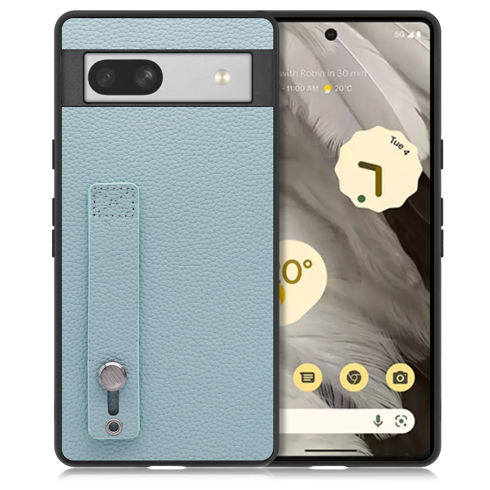[ LOOF HOLD-SHELL ] Google Pixel 7a googlepixel7a pixel7a スマホケース 背面 ケース カバー ハードケース 背面ベルト 本革 ストラップホール [ Google Pixel 7a / スカイブルー ]
