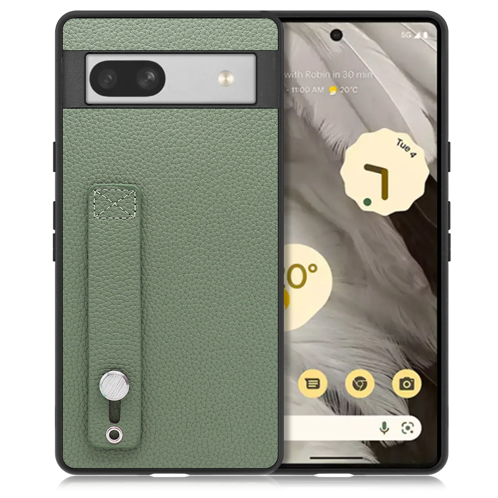 [ LOOF HOLD-SHELL ] Google Pixel 7a googlepixel7a pixel7a スマホケース 背面 ケース カバー ハードケース 背面ベルト 本革 ストラップホール [ Google Pixel 7a / ダルグリーン ]