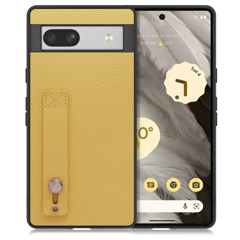 [ LOOF HOLD-SHELL ] Google Pixel 7a googlepixel7a pixel7a スマホケース 背面 ケース カバー ハードケース 背面ベルト 本革 ストラップホール [ Google Pixel 7a / ジャスミンイエロー ]