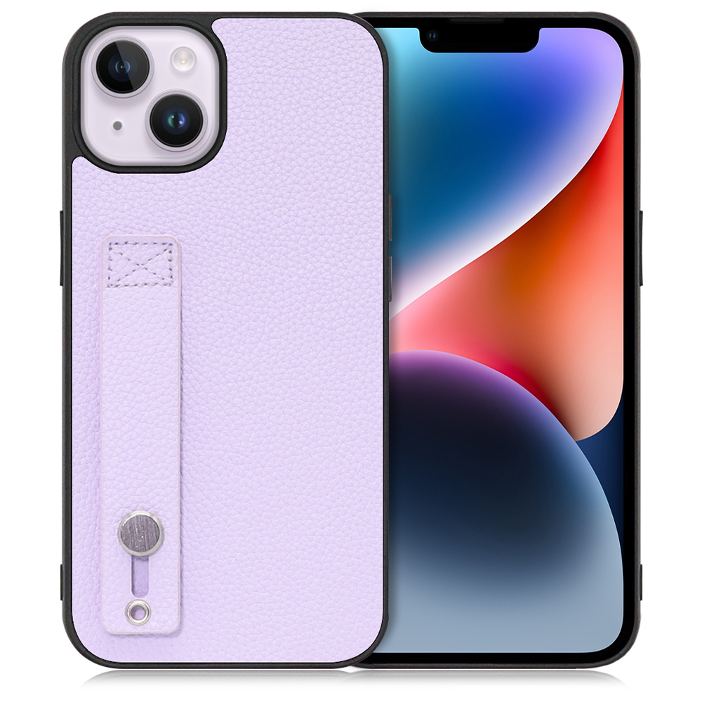 LOOF HOLD-SHELL Series iPhone 14 Plus 用 [ラベンダー] 薄い 軽量 背面 本革 ケース 固定 ベルト カバー シンプル スマホケース スマホカバー