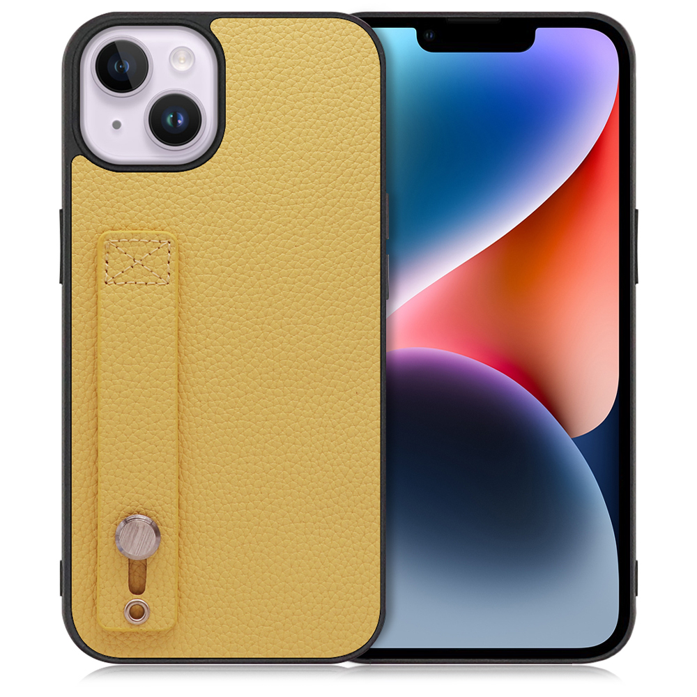 LOOF HOLD-SHELL Series iPhone 14 Plus 用 [ジャスミンイエロー] 薄い 軽量 背面 本革 ケース カバー シンプル スマホケース スマホカバー ストラップホール ベルト付