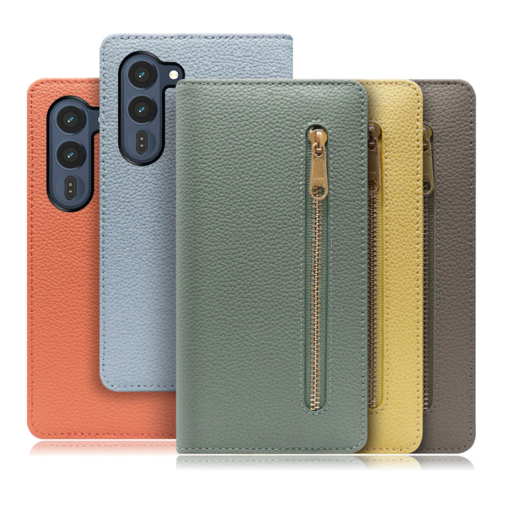 [ LOOF POCKET ] arrows Alpha2 F-51G スマホケース ケース カバー 手帳型ケース カード収納 本革 マグネットなし ベルトなし ポケット ファスナー [ arrows Alpha2 ]
