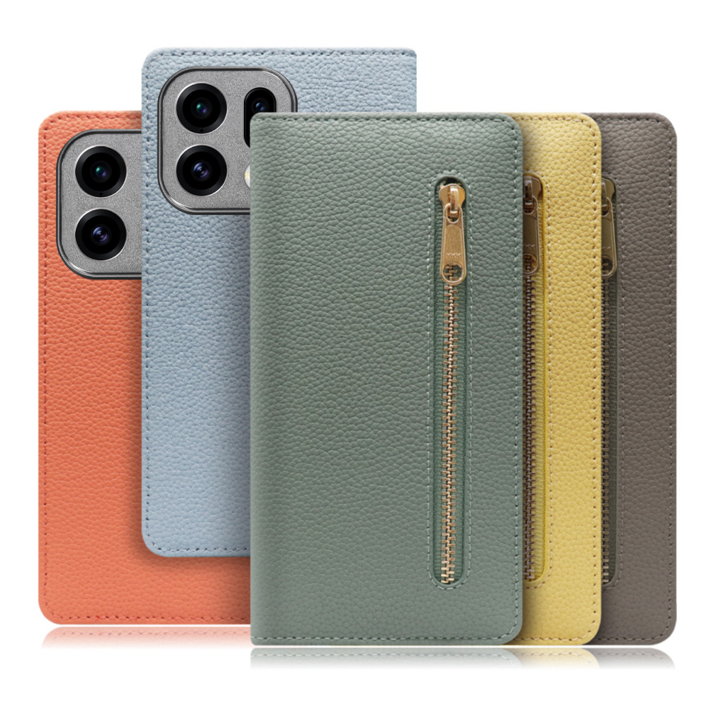 [ LOOF POCKET ] OPPO Find X9 OPG07 CPH2797 スマホケース ケース カバー 手帳型ケース カード収納 本革 マグネットなし ベルトなし ポケット ファスナー [ OPPO Find X9 ]